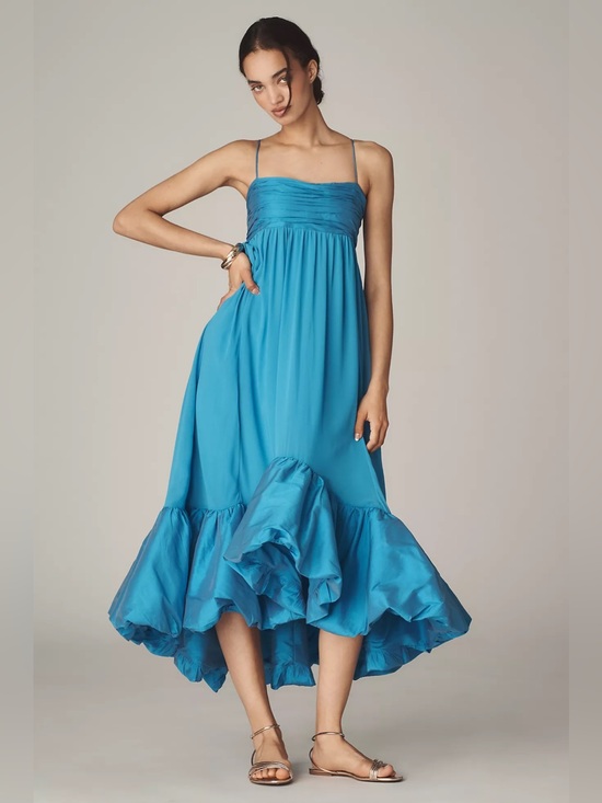 Anthropologie Dresses & Skirts - Anthropologie Maeve Sweetheart Babydoll Ruffle-Hem Blue Cocktail party Dress XL